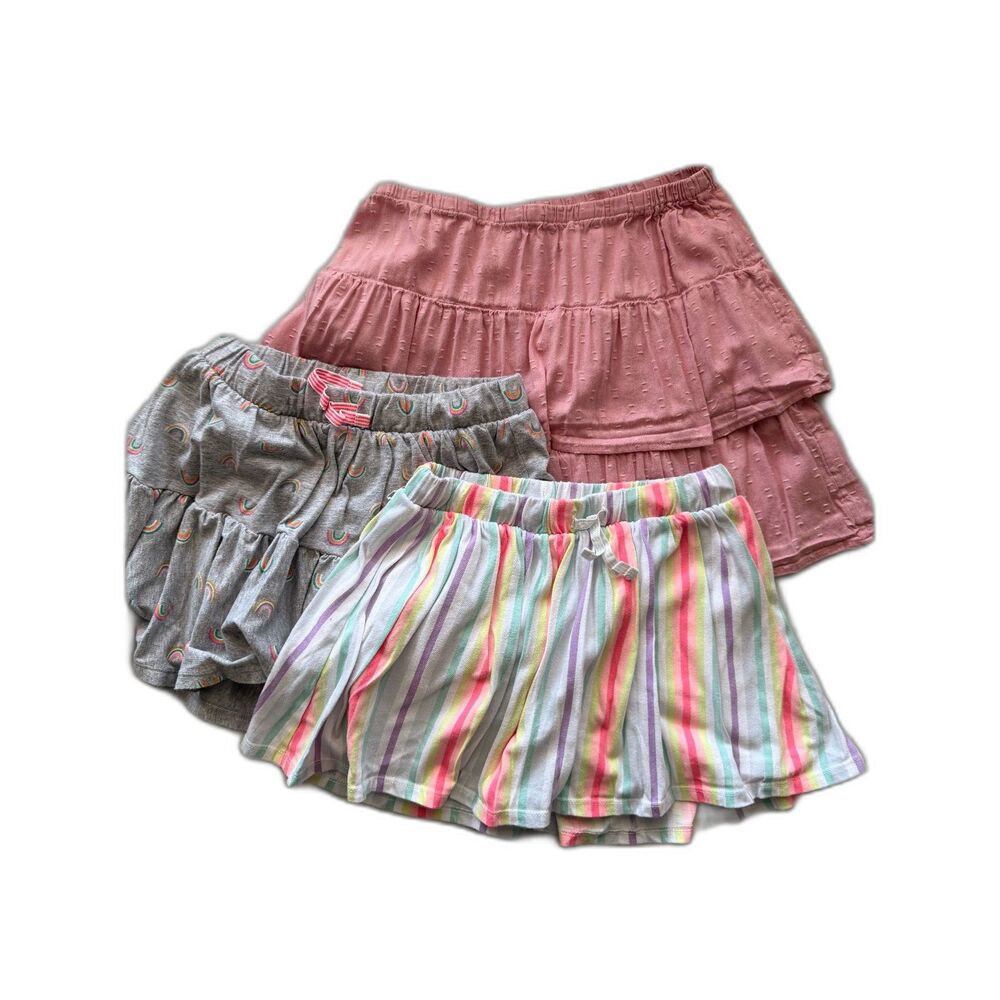Girls Lot of 3 Skorts Skirts Size Large 10/12 Cat Jack Old Navy Rainbow Striped
